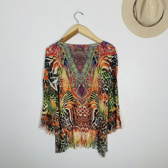 Mushka Sienna Rose Inc. Colorful Boho Hippy Blouse Size Medium Women’s - Picture 4 of 12